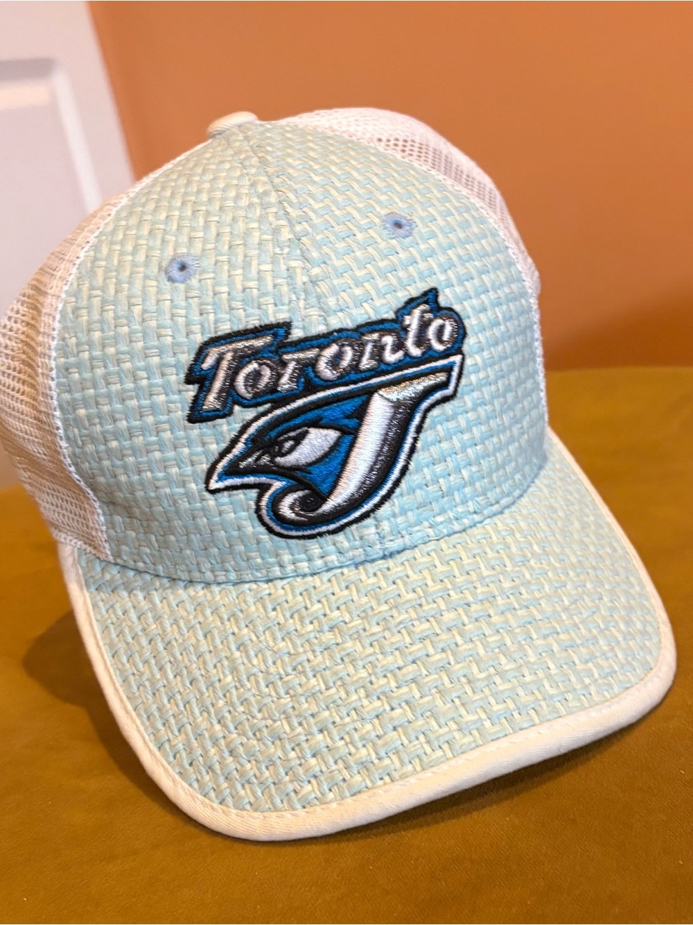 Toronto Blue Jays straw-weave mesh trucker snapback hat